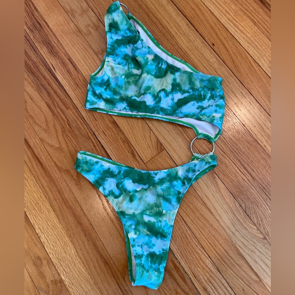 Green and Blue Tie-Dye Bikini Set